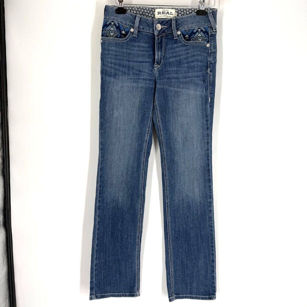Ariat Denim Perfect Rise Straight Jeans Women Size 28 R Cowgirl Western Rodeo